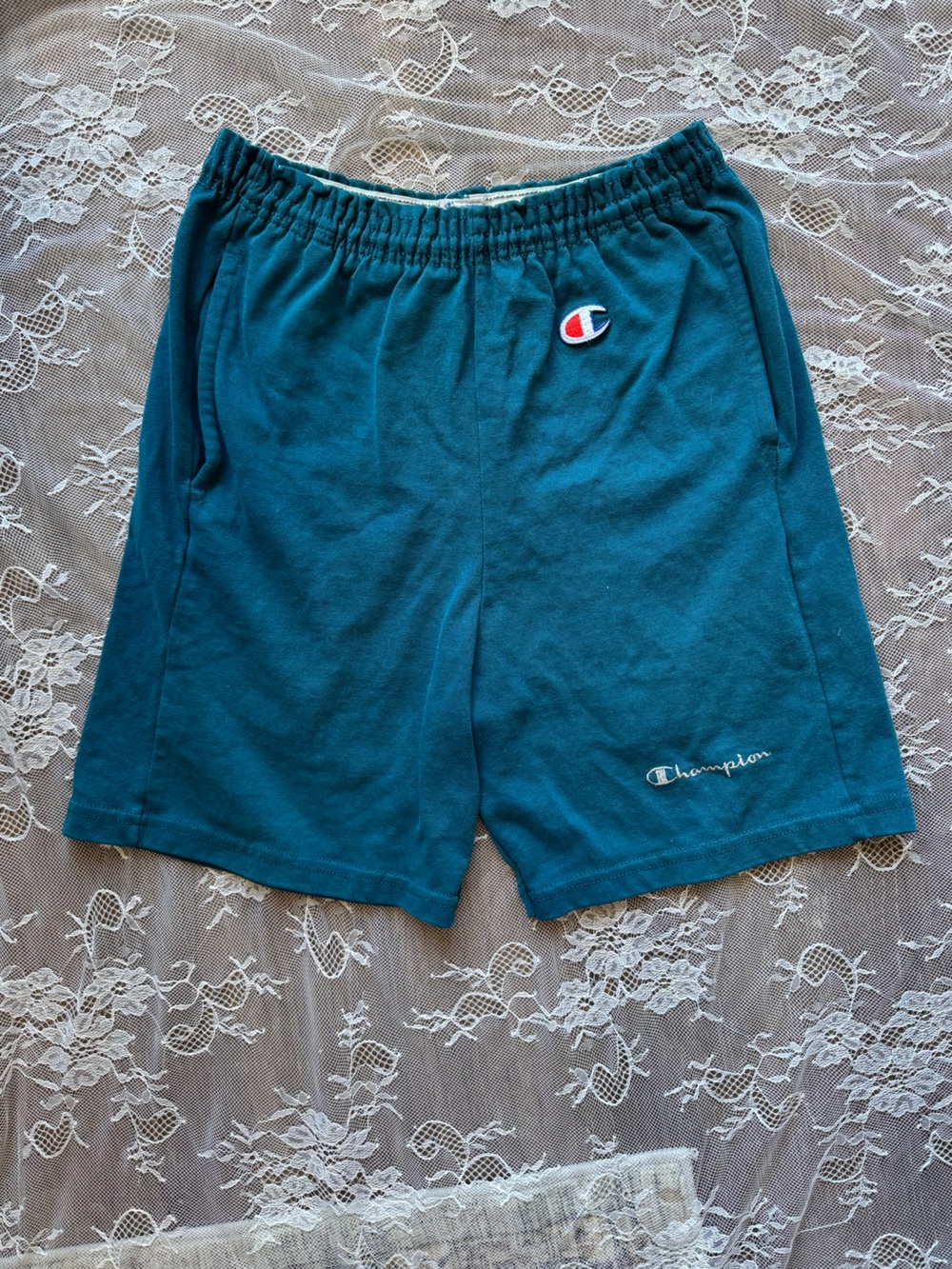Champion Teal Blue Athletic Shorts with Logo